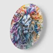 Fantasy Cute Melting Wax Lion ラージ壁時計 (傾斜)
