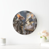 Fantasy Cute Mouse Painting Mouse ラージ壁時計 (ホーム)