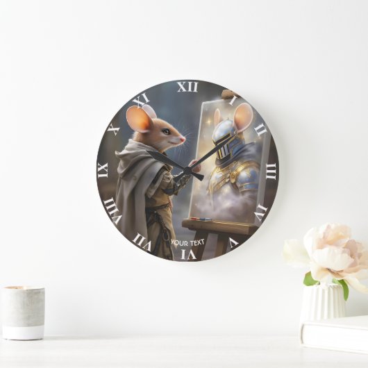 Fantasy Cute Mouse Painting Mouse ラージ壁時計 (ホーム)