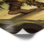 Fantasy Cute Neandertals Playing Tennis ポスター (コーナー)