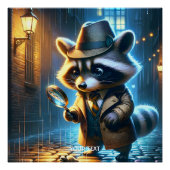 Fantasy Cute Night Racoon Detective ポスター (正面)