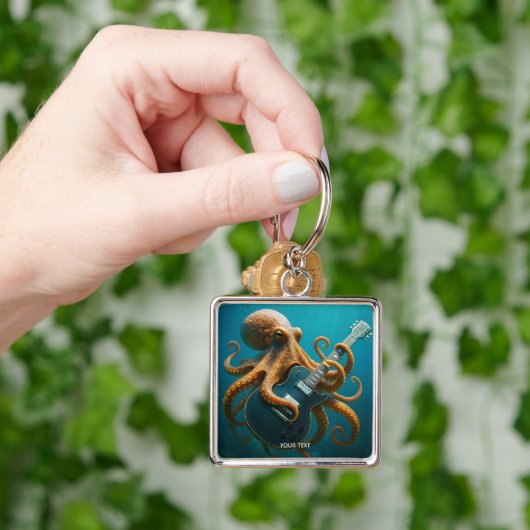 Fantasy Cute Octopus Playing Guitar キーホルダー (手)
