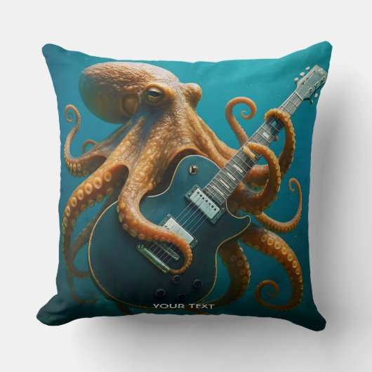 Fantasy Cute Octopus Playing Guitar クッション (正面)