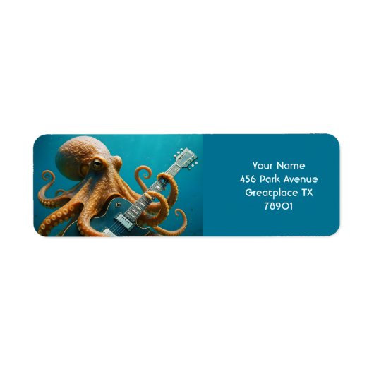Fantasy Cute Octopus Playing Guitar ラベル (正面)