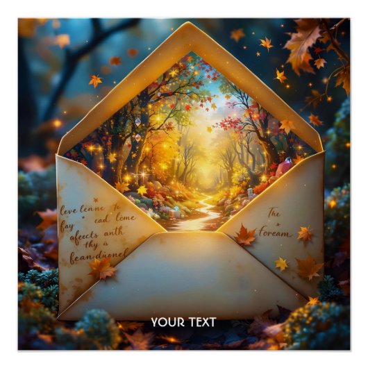 Fantasy Cute Old Autumn Envelope ポスター (正面)