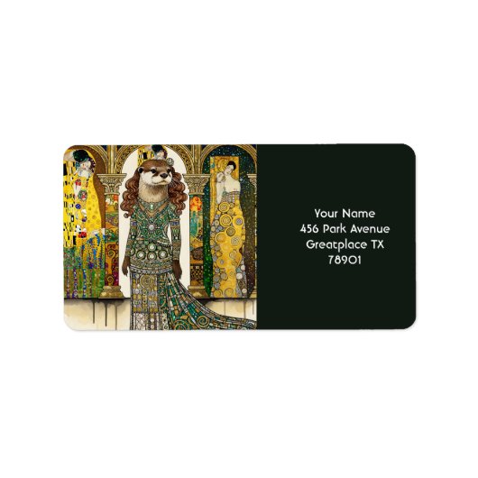 Fantasy Cute Otter Art Deco ラベル (正面)