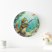 Fantasy Cute Otter Steampunk Suit ラージ壁時計 (ホーム)