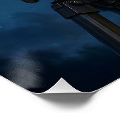 Fantasy Cute Owl Telescope Night ポスター (コーナー)