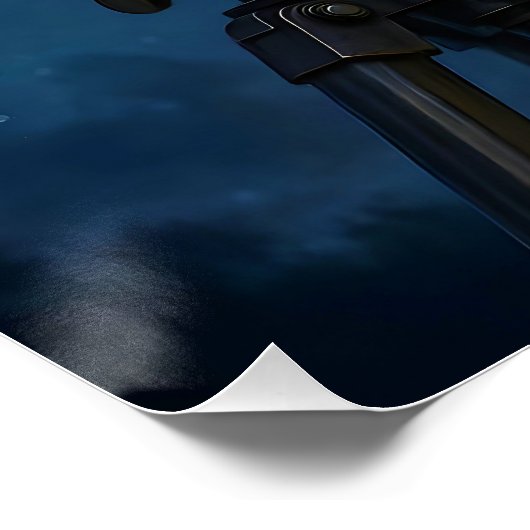 Fantasy Cute Owl Telescope Night ポスター (コーナー)