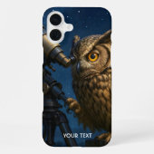 Fantasy Cute Owl Telescope Night  iPhoneケース (裏面)