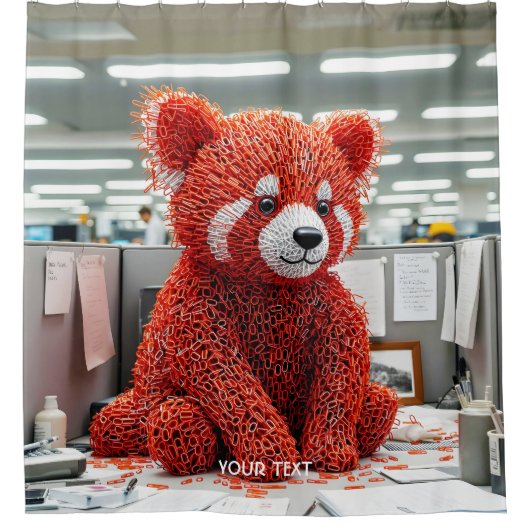 Fantasy Cute Paper Clip Bear シャワーカーテン (正面)