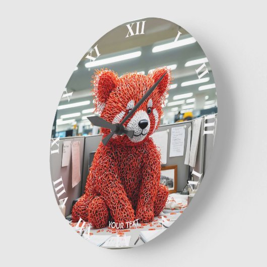 Fantasy Cute Paper Clip Bear ラージ壁時計 (傾斜)