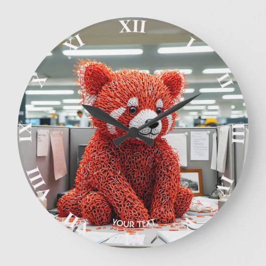 Fantasy Cute Paper Clip Bear ラージ壁時計 (正面)