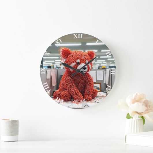 Fantasy Cute Paper Clip Bear ラージ壁時計 (ホーム)
