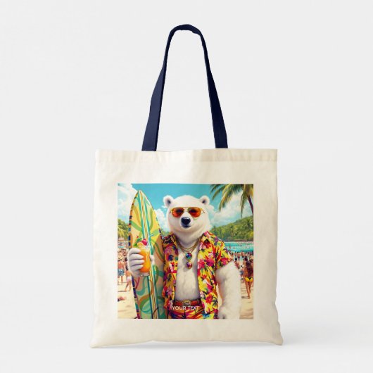 Fantasy Cute Polar Bear Beach トートバッグ (裏面)