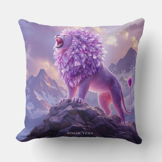 Fantasy Cute Purple Amethyst Lion クッション (正面)