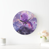 Fantasy Cute Purple Amethyst Lion ラージ壁時計 (ホーム)