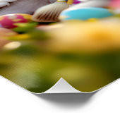 Fantasy Cute Rabbit Painter Flowers ポスター (コーナー)