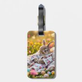 Fantasy Cute Rabbit Painter Flowers ラゲッジタグ (裏面縦)