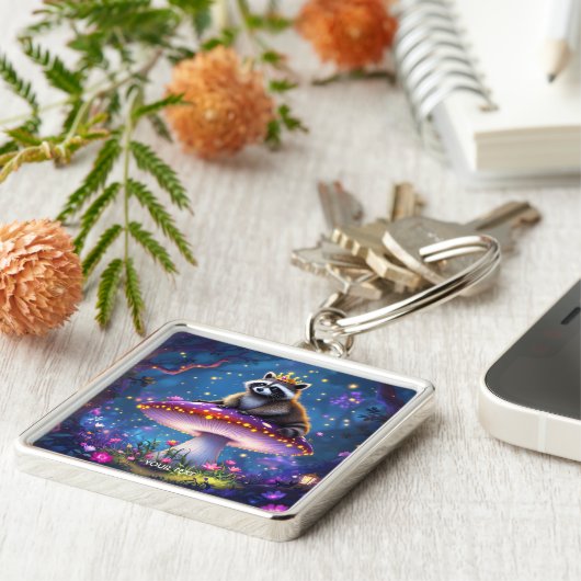 Fantasy Cute Racoon Mushroom Crown キーホルダー (側面)