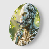 Fantasy Cute Robot Face Sculpture ラージ壁時計 (傾斜)