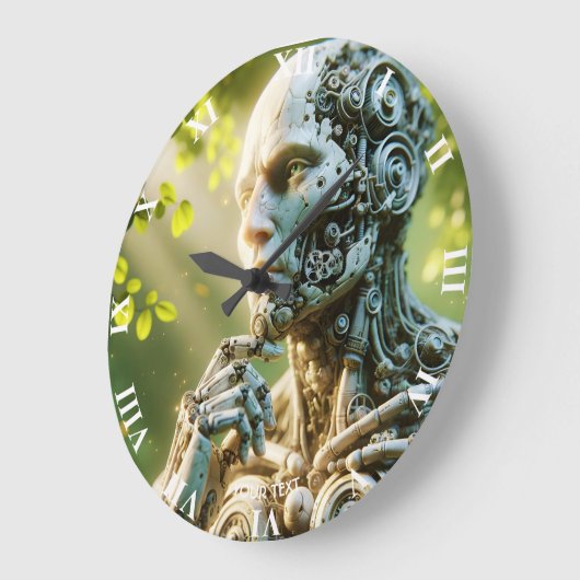 Fantasy Cute Robot Face Sculpture ラージ壁時計 (傾斜)