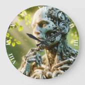 Fantasy Cute Robot Face Sculpture ラージ壁時計 (正面)