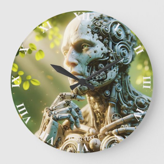 Fantasy Cute Robot Face Sculpture ラージ壁時計 (正面)