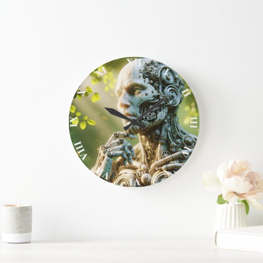 Fantasy Cute Robot Face Sculpture ラージ壁時計 (ホーム)