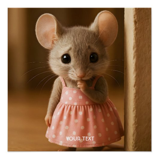 Fantasy Cute Sad Little Mouse ポスター (正面)