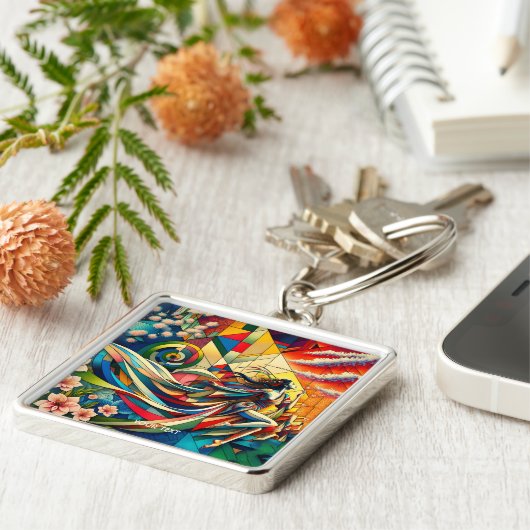 Fantasy Cute Sakura Modern Girl キーホルダー (側面)