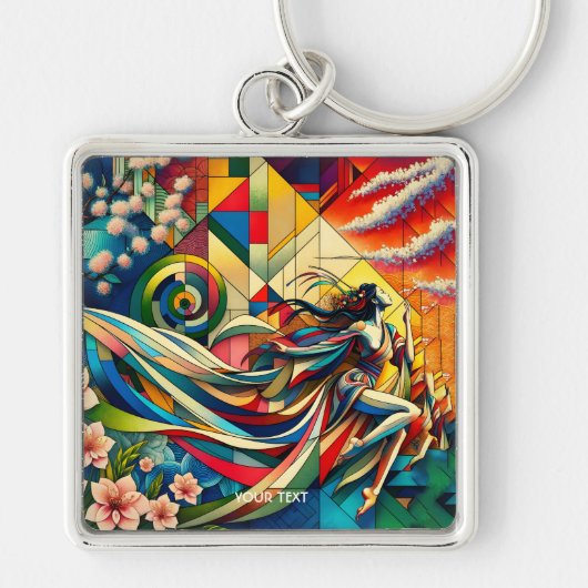 Fantasy Cute Sakura Modern Girl キーホルダー (正面)