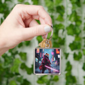 Fantasy Cute Samurai Red Panda キーホルダー (手)