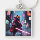 Fantasy Cute Samurai Red Panda キーホルダー (正面)