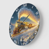 Fantasy Cute Sky Train Village ラージ壁時計 (傾斜)
