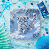 Fantasy Cute Snow Baby Leopard ペーパープレート (パーティー)