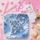 Fantasy Cute Snow Baby Leopard ペーパープレート (パーティー)