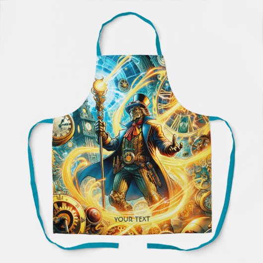 Fantasy Cute Steampunk Time Wizard エプロン (正面)