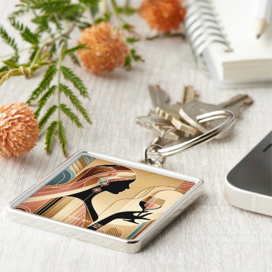 Fantasy Cute Striking Woman Profile キーホルダー (側面)