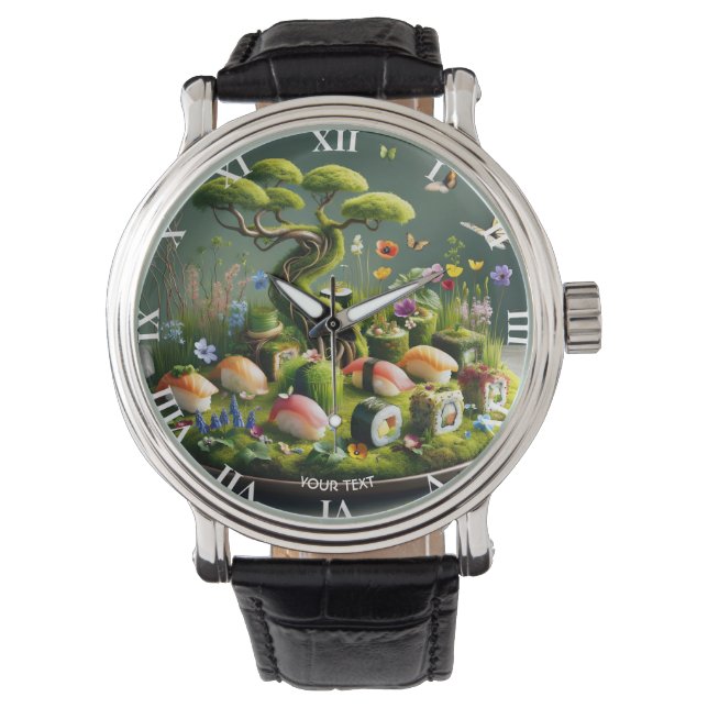 Fantasy Cute Sushi Japanese Landscape 腕時計 (正面)