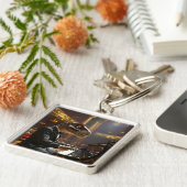 Fantasy Cute T-rex Playing Piano キーホルダー (側面)