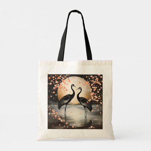 Fantasy Cute Two Black Cranes トートバッグ (裏面)