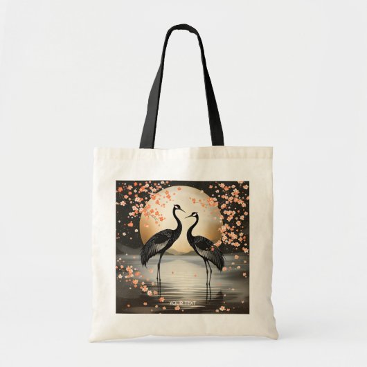Fantasy Cute Two Black Cranes トートバッグ (正面)