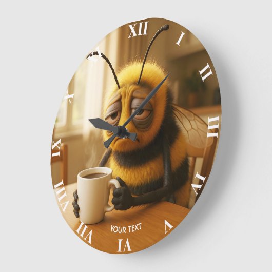 Fantasy Cute Very Tired Bee ラージ壁時計 (傾斜)