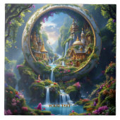 Fantasy Cute Village Tiny City  . Perfect As A Bir タイル (正面)