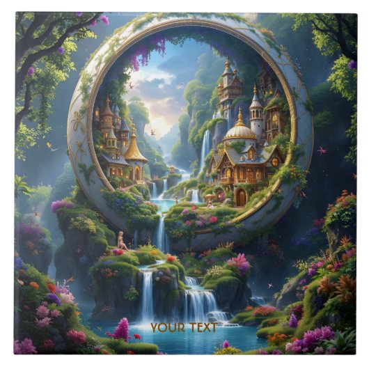 Fantasy Cute Village Tiny City  . Perfect As A Bir タイル (正面)