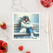 Fantasy Cute White Coat Winter スタンダードカクテルナプキン (インサイチュ)