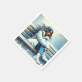 Fantasy Cute White Coat Winter スタンダードカクテルナプキン (角)