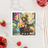 Fantasy Cute Wild Panda Ride スタンダードカクテルナプキン (インサイチュ)