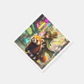 Fantasy Cute Wild Panda Ride スタンダードカクテルナプキン (角)